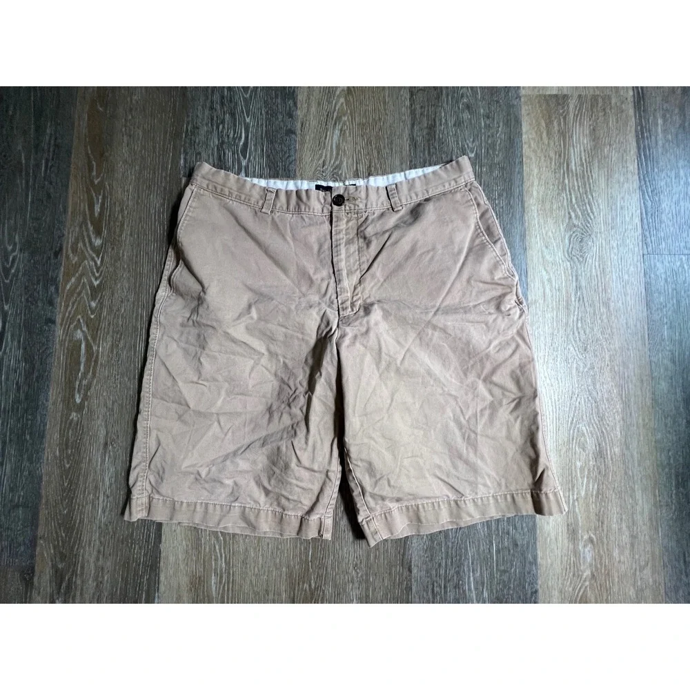 Banana Republic Chino‎ Shorts Mens 35 Tan Khaki Flat Front Cotton Twill Casual